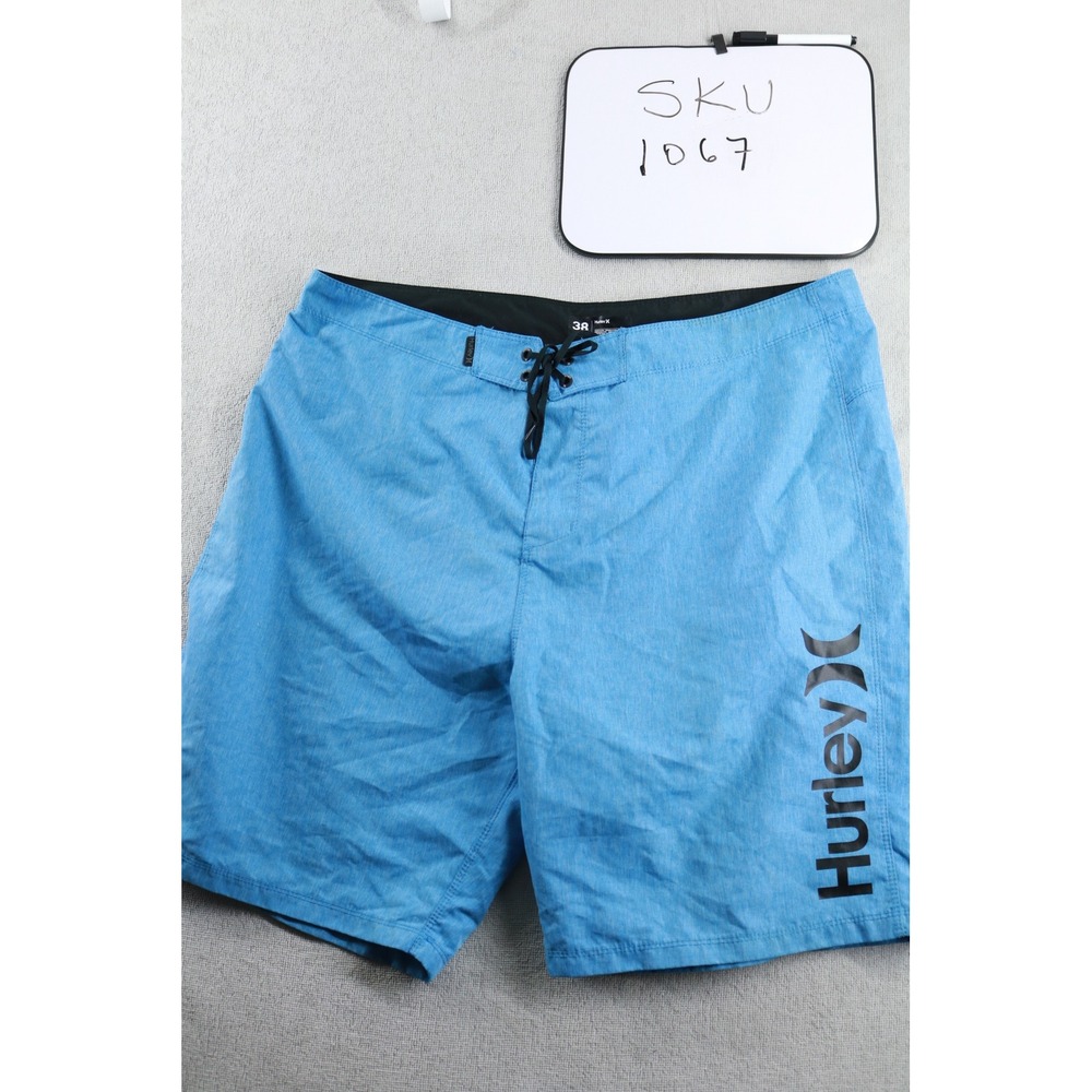 Hurley Board Shorts Mens 38 Blue MBS0008690 Heathered Logo Lace Up Surf Trunks